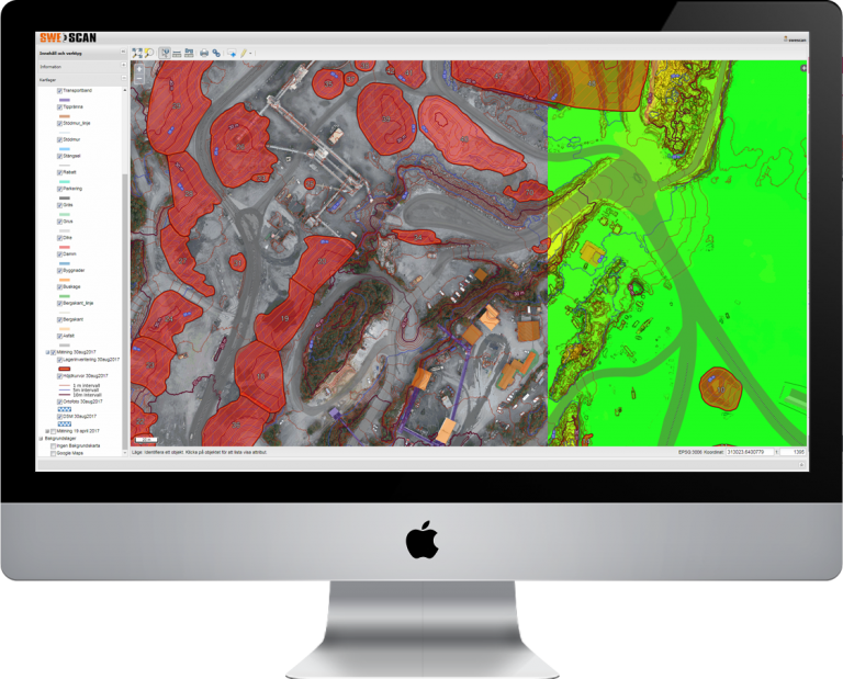 Portaltjänst för bergtäkter, inventering och volymberäkning.