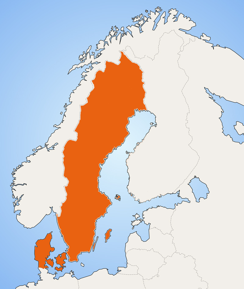 Karta Sverige och Danmark - Swescan